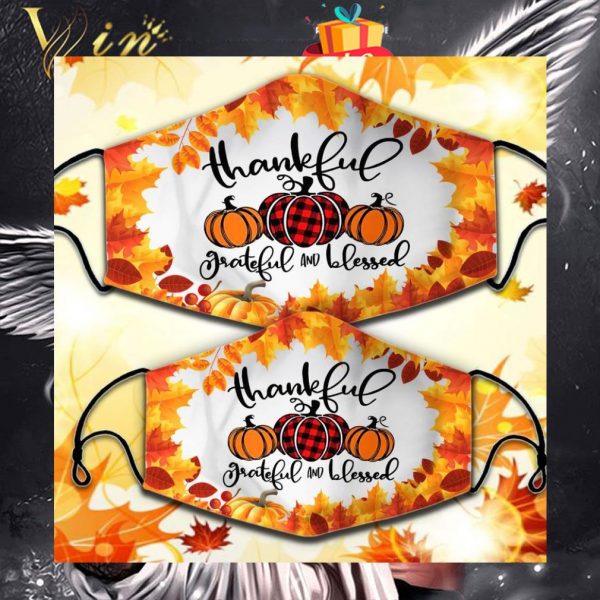 Thankful grateful and blessed face mask
