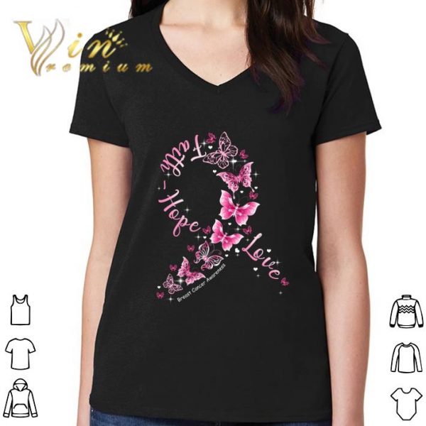 Butterflies Ribbon Faith Hope Love Breast Cancer Awareness shirt