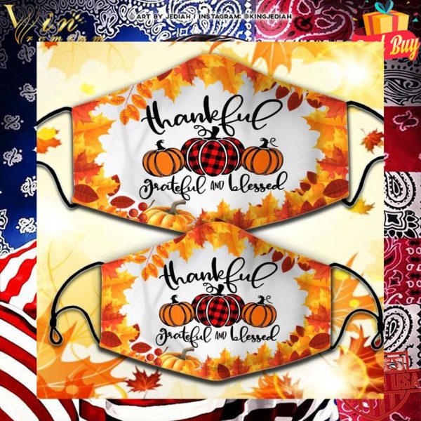 Thankful grateful and blessed face mask
