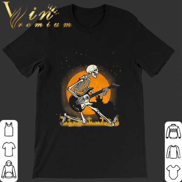 Skeleton playing guitar halloween shirt