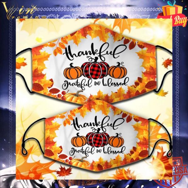 Thankful grateful and blessed face mask