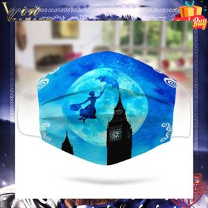 Mary Poppins flying umbrella London night face mask 2