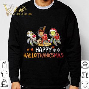 Turtles Turkey Xmas Happy Hallothanksmas shirt 2
