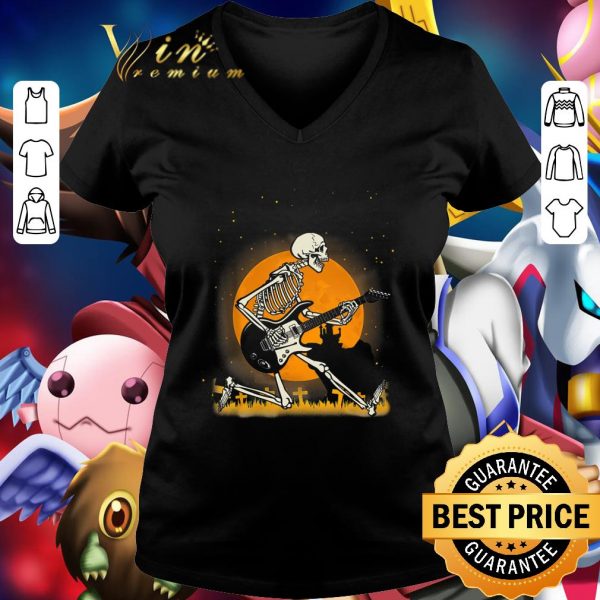 Skeleton playing guitar halloween shirt
