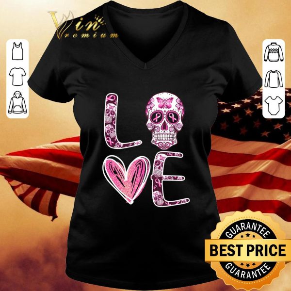 Official Sugar Skull Love Breast Cancer Awareness shirt