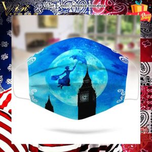 Mary Poppins flying umbrella London night face mask 1