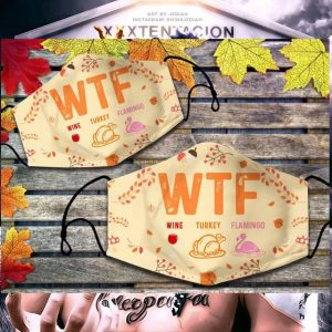 Thanksgiving WTF Wine Turkey Flamingo face mask 1