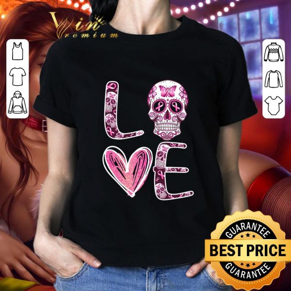 Official Sugar Skull Love Breast Cancer Awareness shirt