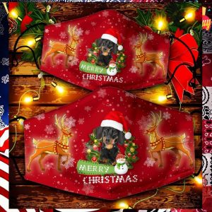 Dachshund Happy Merry Christmas 2020 Face Mask 1