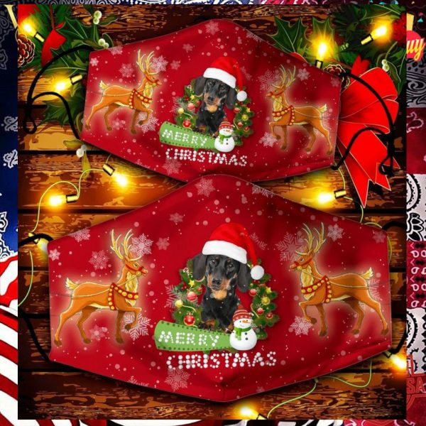 Dachshund Happy Merry Christmas 2020 Face Mask