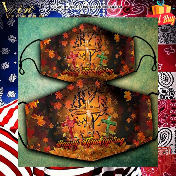 Cross Happy Thanksgiving Face Mask