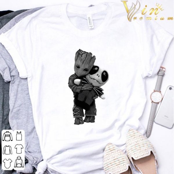 Baby Groot hug Jack Skellington doll shirt