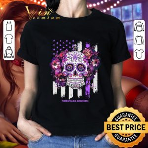 Best Sugar Skull Fibromyalgia Awareness American Flag shirt 1