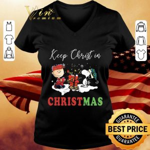 Original Peanuts Characters Snoopy Charlie Brown Keep Christ In Christmas shirt 2
