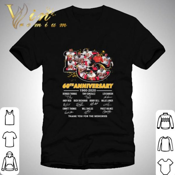 Kansas City Chiefs 60th anniversary 1960-2020 signatures thank you for the memories shirt