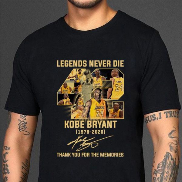 Awesome Lakers Legends Never Die 42 Kobe Bryant 1978-2020 Signature shirt