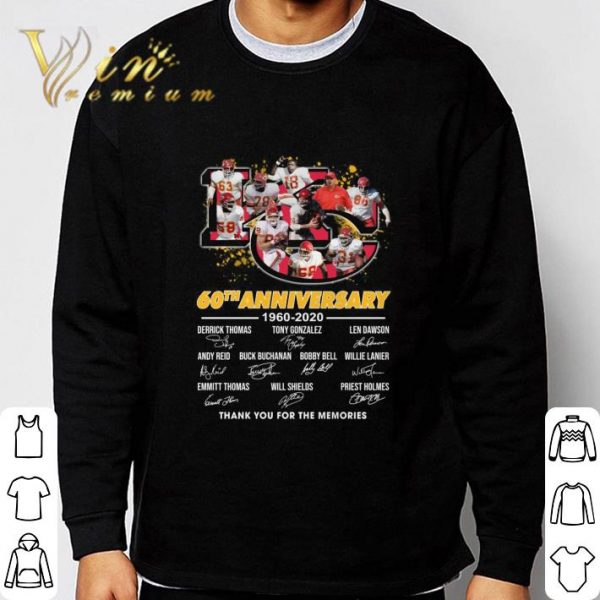Kansas City Chiefs 60th anniversary 1960-2020 signatures thank you for the memories shirt