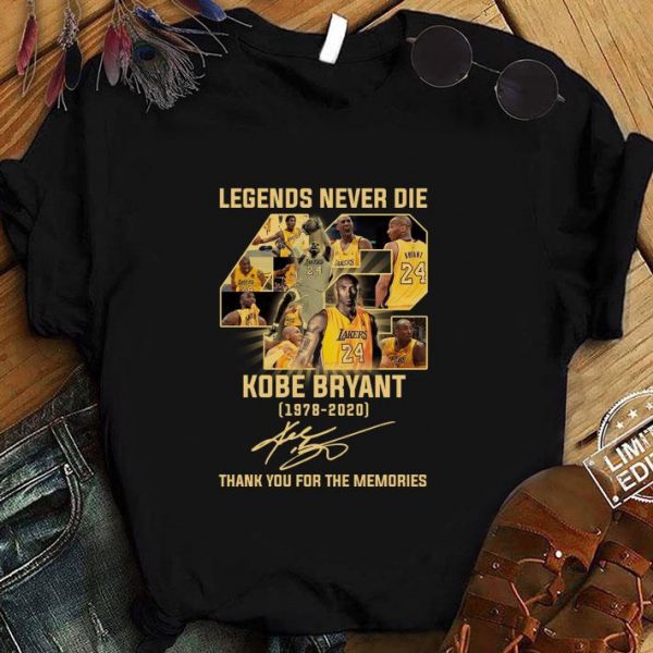 Awesome Lakers Legends Never Die 42 Kobe Bryant 1978-2020 Signature shirt