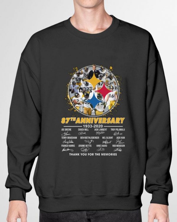 Best Pittsburgh Steelers 87th anniversary 1933-2020 signature thank you for the memories shirt