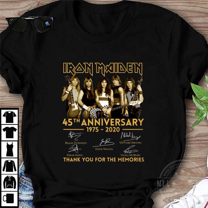 Hot 45th Anniversary Iron Maiden Band 1975-2020 signatures shirt Hot 45th Anniversary Iron Maiden Band 1975-2020 signatures shirt