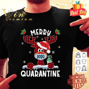 Premium Merry Quarantine Christmas 2020 Reindeer Mask Plaid shirt 1