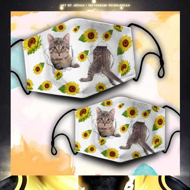 a704c46c cat torn sunflowers face mask 4 - Cat torn sunflowers face mask