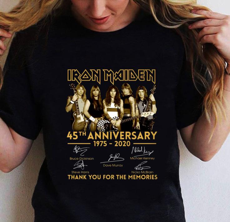 Hot 45th Anniversary Iron Maiden Band 1975-2020 signatures shirt Hot 45th Anniversary Iron Maiden Band 1975-2020 signatures shirt