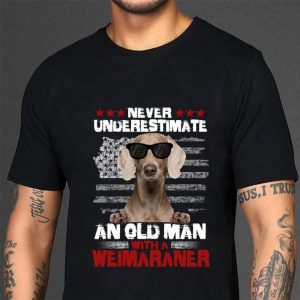 Hot Never Underestimate An Old Man With A Weimaraner American Flag shirt 2