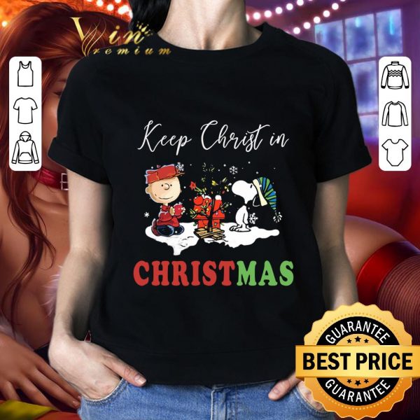 Original Peanuts Characters Snoopy Charlie Brown Keep Christ In Christmas shirt