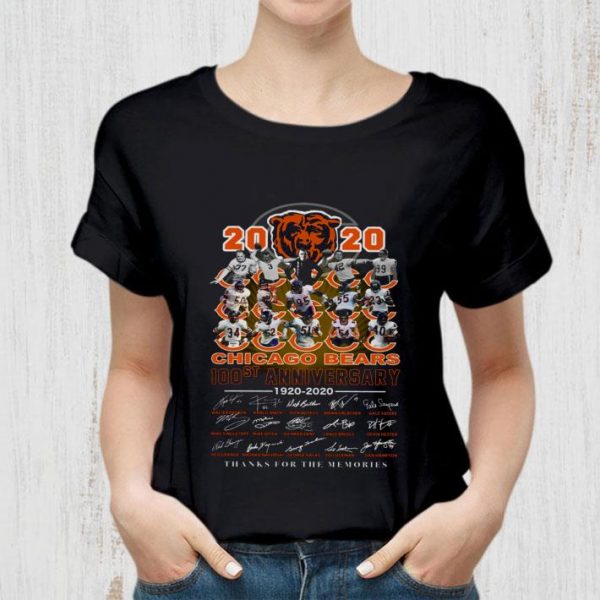 Hot 2020 Chicago Bears 100st anniversary 1920-2020 signatures thank you shirt