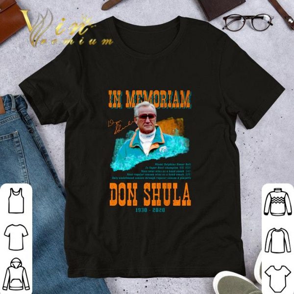 Official In Memoriam Don Shula 1930-2020 Signature Miami Dolphins coach shirt