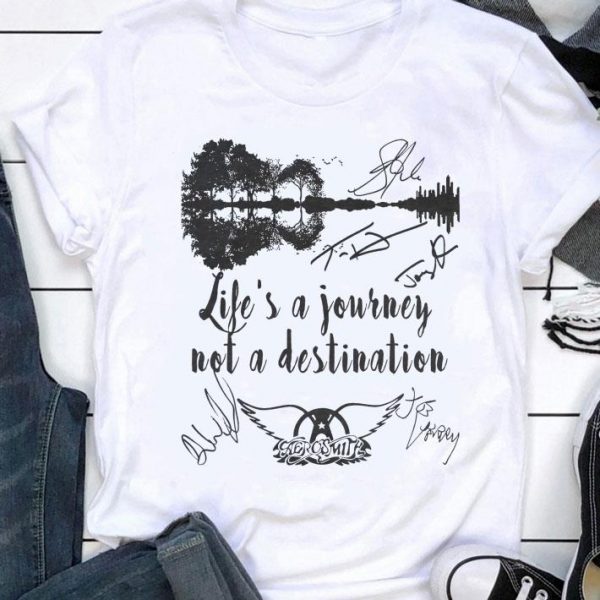 Hot Guitar Lake Aerosmith Signatures Life's A Journey Not A Destination shirt