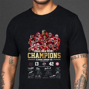 Original Alabama Crimson Tide Signatures 2020 Iron Bowl Champions 42-13 shirt 2