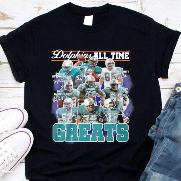 Miami Dolphins All Time Greats Team Players Signatures shirt