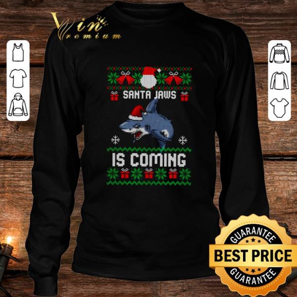 Premium Shark Santa Jaws Is Coming Ugly Christmas shirt