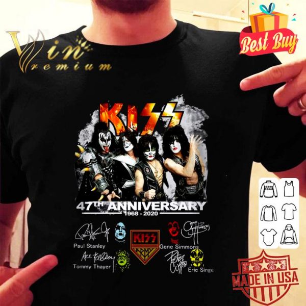 Original 47th Anniversary 1968-2020 Kiss Band Member Signatures shirt