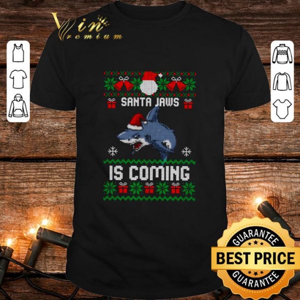 Premium Shark Santa Jaws Is Coming Ugly Christmas shirt