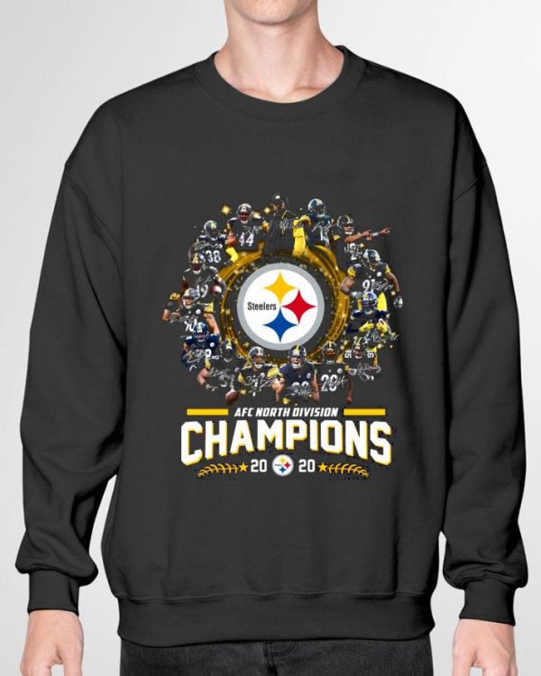 Official 2020 Champions AFC North Division Signatures Pittsburgh Steelers Logo shirt