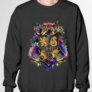Awesome Harry Potter Hogwarts Multi-Colored Floral Crest shirt 2