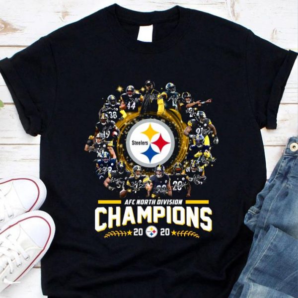 Official 2020 Champions AFC North Division Signatures Pittsburgh Steelers Logo shirt