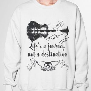 Hot Guitar Lake Aerosmith Signatures Life's A Journey Not A Destination shirt 2