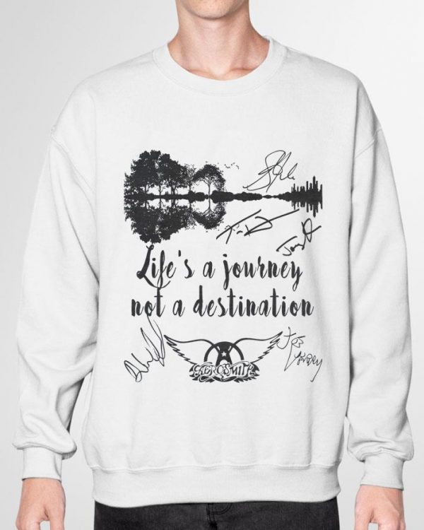 Hot Guitar Lake Aerosmith Signatures Life's A Journey Not A Destination shirt