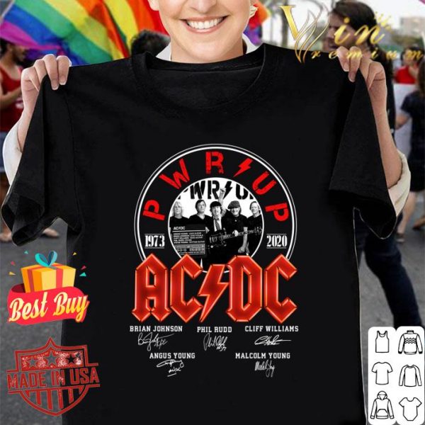 Original Power Up PWR UP ACDC 1973-2020 Signatures shirt