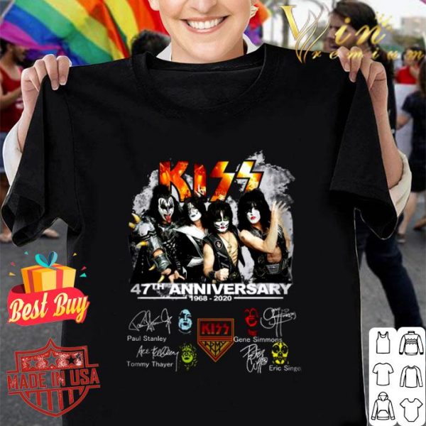 Original 47th Anniversary 1968-2020 Kiss Band Member Signatures shirt