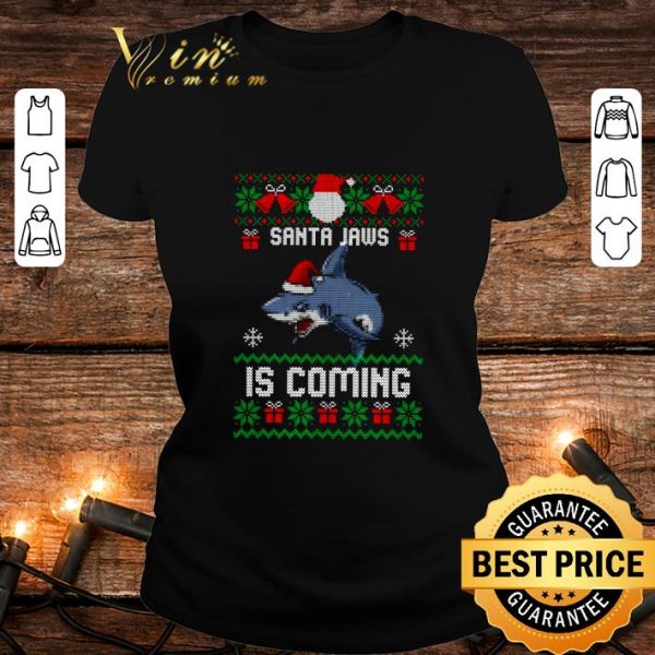 Premium Shark Santa Jaws Is Coming Ugly Christmas shirt