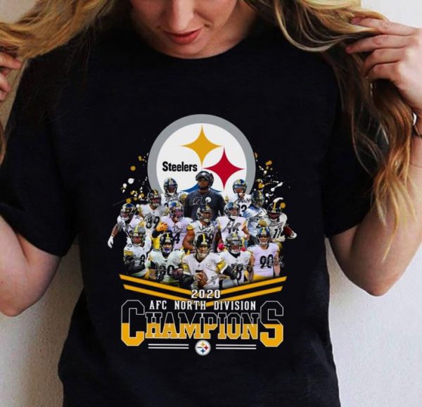 2020 Pittsburgh Steelers Champions AFC North Division Signatures shirt