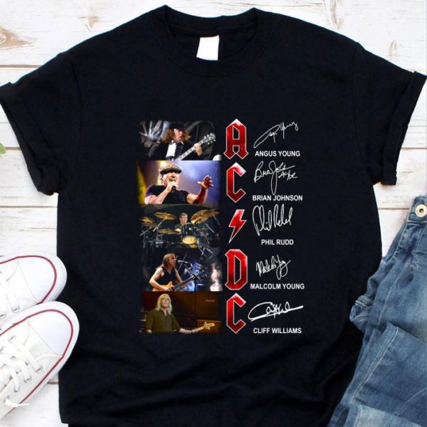 Hot ACDC Signature Angus Young Brian Johnson Phil Rudd Malcolm Young shirt