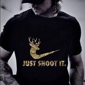 Funny Just Shoot It Nike Deer Hunting Camouflage shirt 1