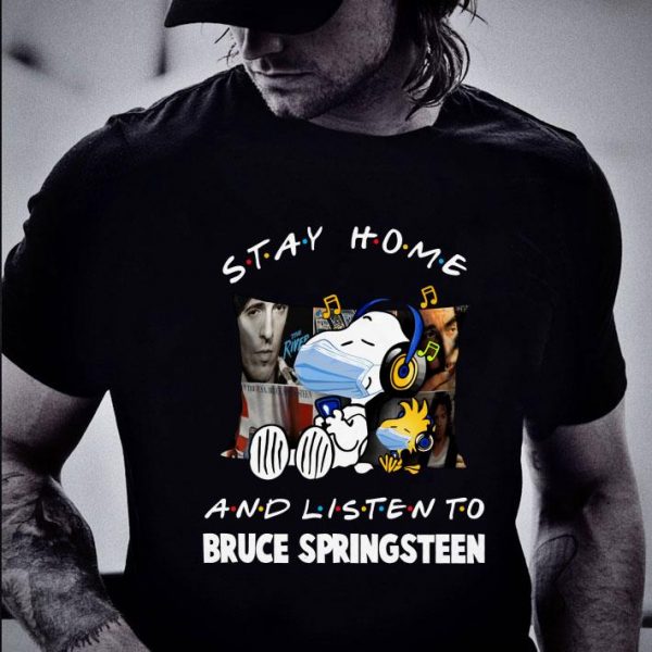 Premium Friends Snoopy Stay Home And Listen To Bruce Springsteen Covid-19 shirt