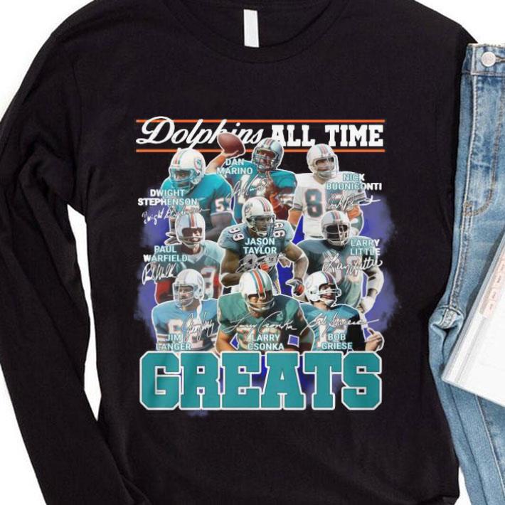 8823dc85 miami dolphins all time greats team players signatures shirt 4 - Miami Dolphins All Time Greats Team Players Signatures shirt